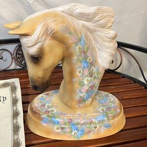 Floral Painted Horse Bust Sculpture by Sherry Clayton